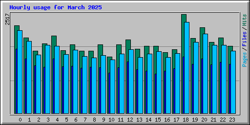 Hourly usage for March 2025